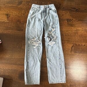 PacSun High Rise Distressed Light Blue Jeans